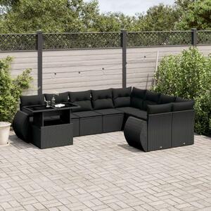 VidaXL Polyrattan Kerti Ülőgarnitúra - 10 részes - Fekete