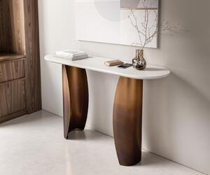 DELIFE Konzolasztal Solena 135x40 cm márvány fehér fém arany Fusion Finish