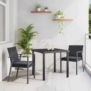 Kert étkező szett 3 pcs Fekete és Szürke PE Rattan