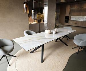 DELIFE Étkezőasztal Edge 300x100 cm kerámia onyx pearl Zenthara szögletes fém fekete