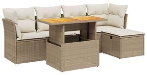 VidaXL Polyrattan Kerti Ülőgarnitúra - 6 részes - Bézs