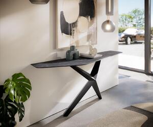 DELIFE Konzolasztal Edge poligonális 180x50 cm Laminam® kerámia Nero Greco antracit Zentharo fém fekete