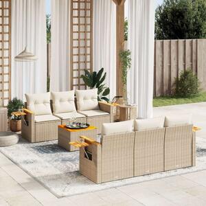 VidaXL Polyrattan Kerti Ülőgarnitúra - 7 részes - Bézs