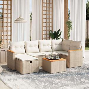 VidaXL Polyrattan Kerti Ülőgarnitúra - 7 részes - Bézs