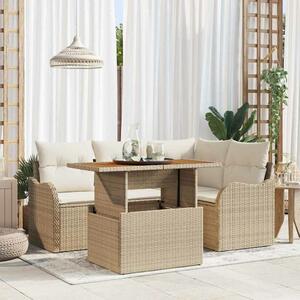 VidaXL Kerti Kanapé Szett párnával 5 pcs Beige és krém polirattan