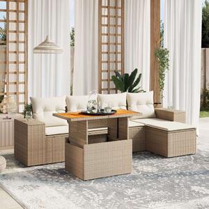 VidaXL Polyrattan Kerti Ülőgarnitúra - 6 részes - Bézs