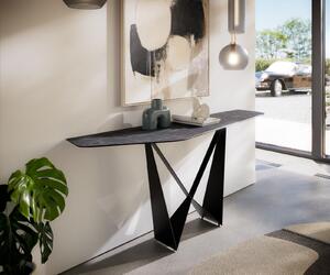 DELIFE Konzolasztal Edge poligonális 180x50 cm Laminam® kerámia Nero Greco antracit Spios fém fekete