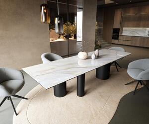 DELIFE Étkezőasztal Edge 300x100 cm kerámia onyx pearl Troa fém fekete