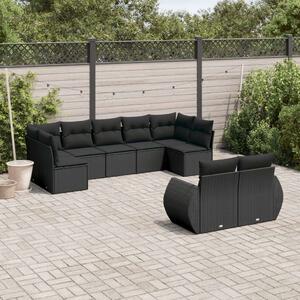 VidaXL Polyrattan Kerti Ülőgarnitúra - 9 részes - Fekete