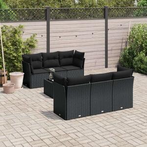 Polyrattan Kerti Ülőgarnitúra - 7 részes - Fekete