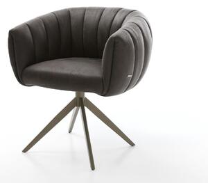 DELIFE Étkezőszék Jada-Flex mikroszálas antracit vintage kereszt láb széles titán színű 360° forgatható billenő zsákrugós matrac
