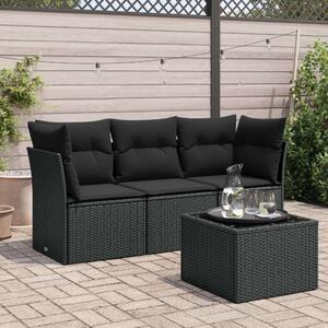 VidaXL 4 részes Kerti Ülőgarnitúra - Fekete Polyrattan