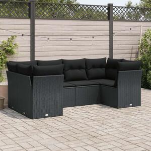 VidaXL Polyrattan Kerti Ülőgarnitúra - 6 részes - Fekete