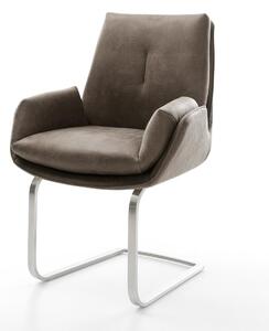 DELIFE Étkezőszék Clea-Flex mikroszálas taupe vintage konzolos lapos rozsdamentes acél láb
