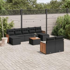 VidaXL Polyrattan Kerti Ülőgarnitúra - 10 részes - Fekete