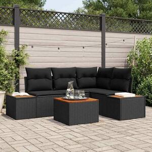 VidaXL Kerti Kanapé Szett párnával 5 pcs Fekete Poli rattan