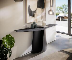 DELIFE Konzolasztal Edge poligonális 180x50 cm Laminam® kerámia Nero Greco antracit Livos fém fekete