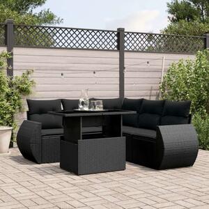 Polyrattan Kerti Ülőgarnitúra - 6 részes - Fekete