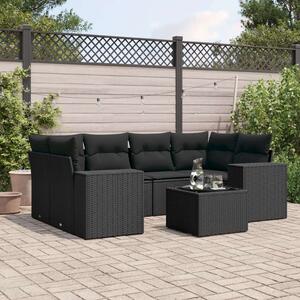 VidaXL Polyrattan Kerti Ülőgarnitúra - 7 részes - Fekete