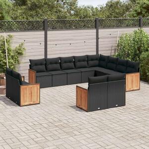 VidaXL Polyrattan Kerti Ülőgarnitúra - 12 részes - Fekete