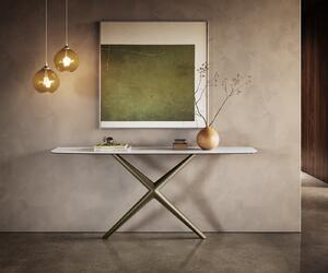 DELIFE Konzolasztal Edge hajóformájú 180x40 cm kerámia onyx gyöngyház Estelo fém titán színű effekt finish