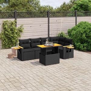 VidaXL Polyrattan Kerti Ülőgarnitúra - 6 részes - Fekete