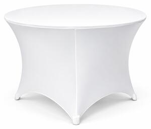 Sztreccs huzat Ø122 cm-es kerek asztalra – fehér szín fehér