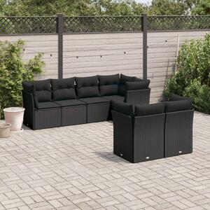 VidaXL Polyrattan Kerti Ülőgarnitúra - 7 részes - Fekete