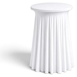 Rakott sztreccs huzat Ø60 cm-es, 110 cm magas koktélasztalra – fehér