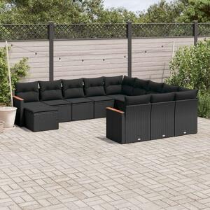 Polyrattan Kerti Ülőgarnitúra - 12 részes - Fekete