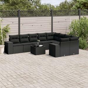 VidaXL Polyrattan Kerti Ülőgarnitúra - 10 részes - Fekete