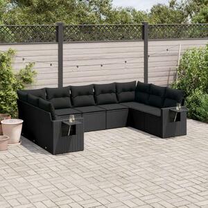 VidaXL Polyrattan Kerti Ülőgarnitúra - 9 részes - Fekete