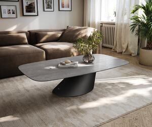 DELIFE Dohányzóasztal Edge hajóformájú 140x80 cm kerámia beton szürke Conis fém fekete