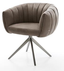 DELIFE Étkezőszék Jada-Flex mikroszálas taupe vintage kereszt láb széles grafit 360° forgatható billenő zsákrugós matrac