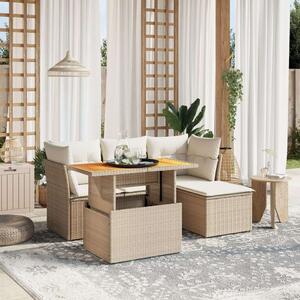 VidaXL Polyrattan Kerti Ülőgarnitúra - 6 részes - Bézs