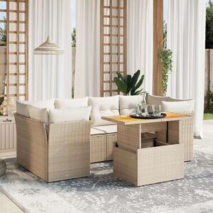 VidaXL Polyrattan Kerti Ülőgarnitúra - 7 részes - Bézs
