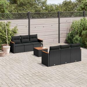 VidaXL Polyrattan Kerti Ülőgarnitúra - 7 részes - Fekete