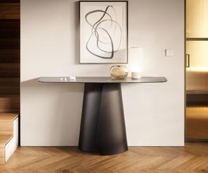 DELIFE Konzolasztal Edge hajóformájú 140x40 cm kerámia beton szürke Livos fém fekete