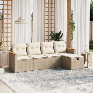 VidaXL Polyrattan Kerti Ülőgarnitúra - 5 részes - Bézs