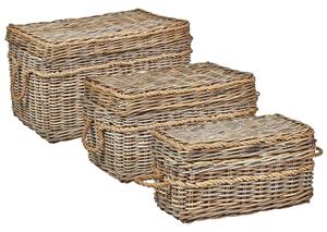 Kosár háromdarabos szettben GERASA Rattan Természetes