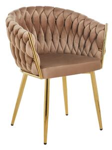 ZYPHIRA kárpitozott designer szék - cappuccino / arany