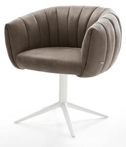 DELIFE Étkezőszék Jada-Flex mikroszálas taupe vintage fehér kereszt láb 360° forgatható billenő zsákrugós