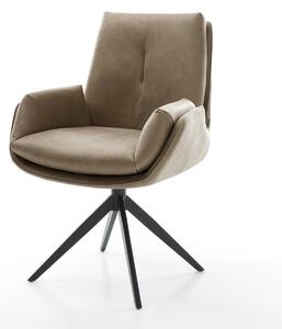 DELIFE Étkezőszék Clea-Flex mikroszálas bézs vintage kereszt láb széles fekete 360° forgatható billenő