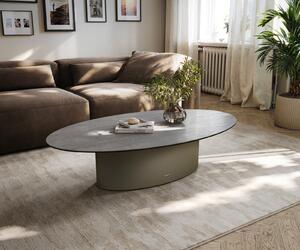 DELIFE Dohányzóasztal Edge ovális 140x80 cm kerámia beton szürke Casilda titán színű effektfinish