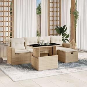 VidaXL Polyrattan Kerti Ülőgarnitúra - 6 részes - Bézs