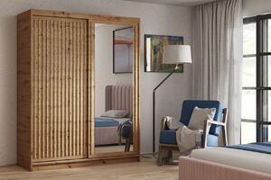 Szekrény lécekkel és tükörrel 100 cm WARDO - kézműves tölgyfa