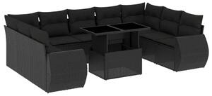 VidaXL Polyrattan Kerti Ülőgarnitúra - 10 részes - Fekete