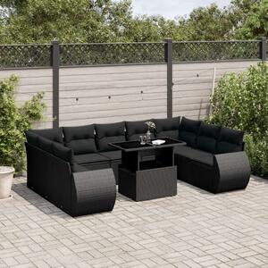 VidaXL Polyrattan Kerti Ülőgarnitúra - 10 részes - Fekete
