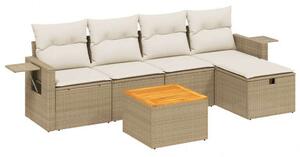 VidaXL Polyrattan Kerti Ülőgarnitúra - 6 részes - Bézs