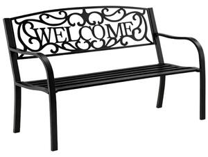 WELCOME Kerti Pad Terasz Kerti Fém 3 Személyes Fekete 127 cm